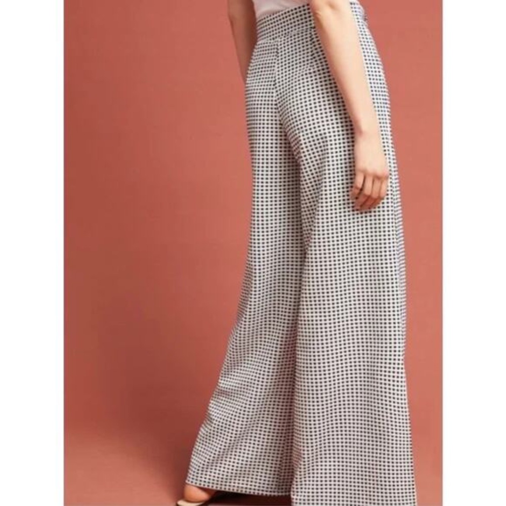 Anthropologie Maeve Charlemagne Gingham print Wide Leg pants